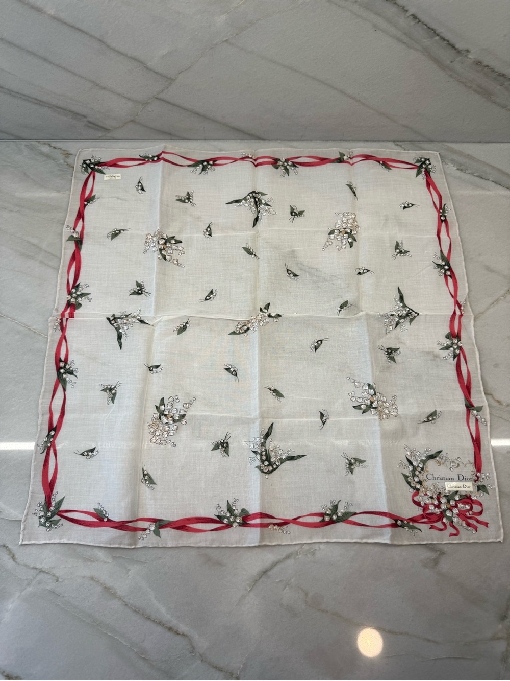 Christian Dior Vintage Cotton Floral Scarf 47 cm